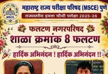 *फलटण नगरपरिषदेच्या शाळा क्रमांक ८ चे उल्लेखनीय यश* *इयत्ता चौथीच्या शरण्या घोरपडे व अर्णव थोरात यांची राज्य शिष्यवृत्ती परीक्षेत चमकदार कामगिरी*