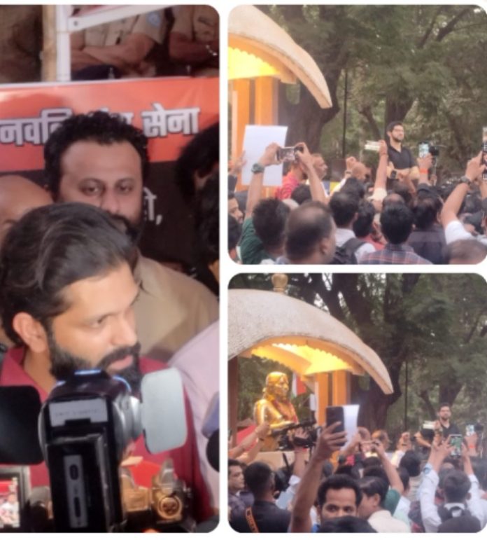 *छत्रपती शिवाजी पार्कवरील आंदोलनात दोन्ही ठाकरे परिवारांचा सहभाग; शिवसेना-मनसेचा पाठिंबा*